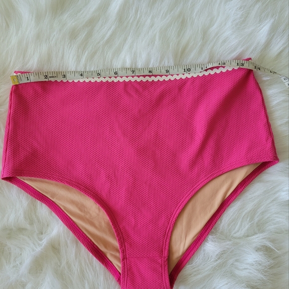 J. Crew Fiesta Ruffle High Waist 2 Piece Bikini Set S NWT Barbie Pink & White - Picture 11 of 14